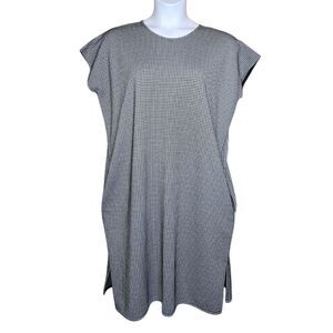 6397 houndstooth black and white oversized sleeveless J-fashion minimalist dress